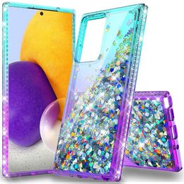 Liquid Glitter Diamond Cases For Samsung A72 5G 4G Hybrid Hard PC Soft TPU Shockproof Protective Cover