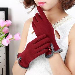 Fingerless Gloves Warm Winter Womens Full Finger Wool Plush Velvet Thicken Screen Sence Mittens Cashmere Mitaine Guantes