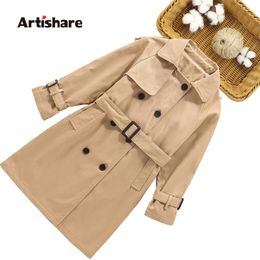 Girls Long Jacket Solid Color Girl Coats Kids Casual Style Childrens' Spring Autumn Clothing 6 8 10 12 14 211204