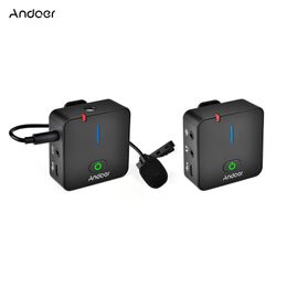 Andoer MX5 2.4G Wireless Recording Microphone System with Transmitter Receiver Clip-on Lavalier Mic Smartphone DSLRs DV Vlog