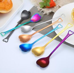 Love Heart Shaped Spoon Colorful Ice Cream Spoon Coffee Tea Stir Spoons For Party Wedding Supplies kitchen Accessories SEA HHC6201