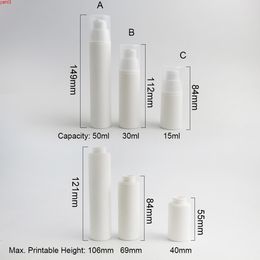 30 x 15ml 30ml 50ml airless Lotion Pump Dispensing bottle 1oz white PP Shampoo cosmetic container packaginghigh qty