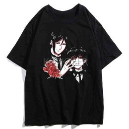 Black Butler Sebastian Ciel Phantomhive T-Shirt Anime Men Women Casual Streetwear Harajuku Summer Short Sleeve T-shirts Tops Tee Y220208