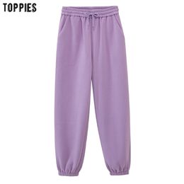 toppies womens fleece pants high waist joggers leisure trousers korean style sweat causal streetwear 210915