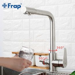 Frap kitchen faucet with filtered water 304 stainless steel mixer drinking faucet Kitchen sink tap torneira para cozinha F4348 210724