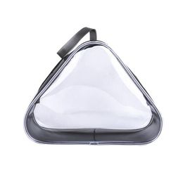 10pcs Cosmetic Bags Women PVC Transparent Waterproof triangle Shaped Multifunctional Travel Makeup Bag Black White