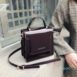 Shoulder Bags Niche Design Handbags Fall/Winter Trendy Fashion All-match Chain Messenger Bag Patent Leather Shiny Face Handbag Width: 18cm