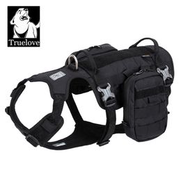 TRUELOVE High Performance Tactical Training Military Backpack Service Dog Harness with Dupont Cordura Waterproof Fabric YH1805 210729