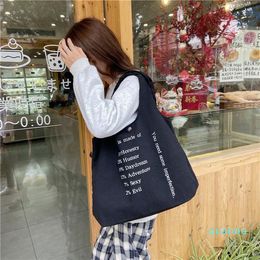 Evening Bags Women's Canvas Tote Korean Students Shoulder Cotton Cloth Shopping Bag Eco Foldable Shopper Female Handbag For Girls