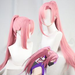 Anime Sk8 Cherry Blossom Cosplay Wig With Long Straight Pink Ponytail Heat Resistant Hair Women for Halloween Party