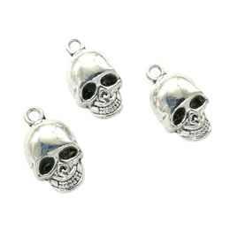 100pcs / lot Skull antique silver charms pendants for Jewellery Making DIY Necklace Bracelet Earrings Retro Style 20*11mm DH0791