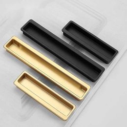 modern simple gold embedded invisible zinc alloy dark handle slotted drawer wardrobe door clasp