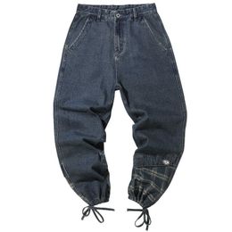 2021 Spring New Hip-Hop Cashew Print Loose Denim Men Trendy Wide-Legged Plus Size Casual Daddy Trousers Y0927