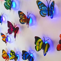 LED Butterfly Stickers Night Light Home Decoration Stickers Colorful Luminous Butterfly Wall Decoration Mixed Style Send XD24579