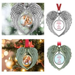 Heart Shaped Angel Wing Photo Pendant Christmas Decoration For Tree Ornament Xmas Gift Home Decor