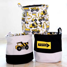 33*40cm Cute Car Laundry Basket Bag Folding Large Capacity Clothes Storage Children Toy Bucket 210609