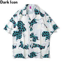 Leopard Polo Shirt Men Summer Light Weight Material Hawaiian Shirt Man Blouse 210603