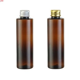 30pcs 100ml Brown Cosmetic Bottles Lotion Aluminium Cap Plastic Bottle Shampoo Empty makeup Metal Refillable Perfume Bottlesgood qty