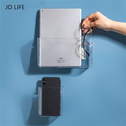 JO LIFE Wall Mounted Transparent Storage Rack Dormitory Multifunctional Boxes Shelf Picture Organiser Magazine Book Show 211102