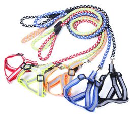 Two-piece set pet supplies dog Harnesses and leashes with reflective material 10 Colours 3 sizes wholesale