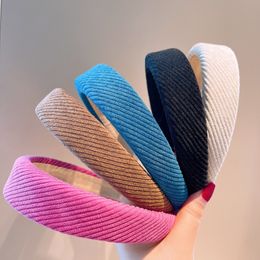 Korean Version of The Retro Style New Corduroy Stripe Wide Version Ladies all-match Headband Girl Accessories Hairpin