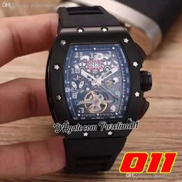 2022 A21J Automatic Mens Watch PVD Steel All Black Skeleton Dial Big Date Tourbillon Rubber Strap 3 Styles Sports Watches Wristwatches Puretime01 011-Tpd2