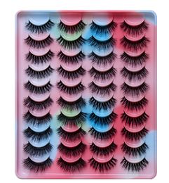 Handmade Reusable 3D Mink Fake Eyelashes Soft & Vivid Thick Natural False Lashes Extensions Multilayer Color Eyelash Tray 4 Models DHL