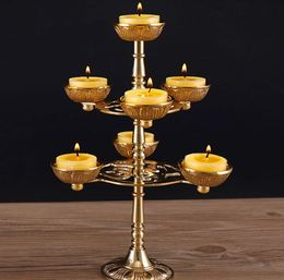 Luxury Gold 7-arms Candle HoldersShiny Plated Wedding Centrepiece Candlestick Holder Party Anniversary Home Decorations