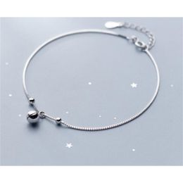 Thin &Slim Authentic REAL. 925 Sterling Silver Fine Jewellery Polished Lucky Ball & Jinjle Bell Anklet Bracelet for Child GTLS818