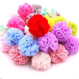 10pcs/lote 25mm/1 polegada colorida bola de renda diy gaze flor pompoms craft malha pingente de cabeleireiro de caba