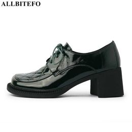 ALLBITEFO Waterproof thick heel high-end real genuine leather high heel shoes fashion sexy women heels party wedding shoes 210611