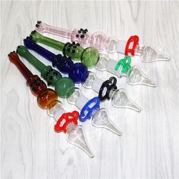20pcs Glass Nectar with 14mm Quartz Tips Hookahs Dab Straw Oil Rigs Silicone Smoking Pipes