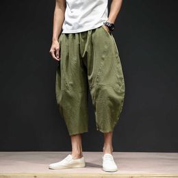 2020 Summer Male Cross Pants Loose Korean Casual Pants Men Streetwear Calf-Length Casual Harem Pants Men Hiphop Jogger Trousers X0723