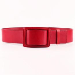 Belts Simple Wide-waisted Top Layer Cowhide Leather Belt Accessories Women's Square Buckle Black Decorative Designer