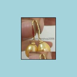 Stud Earrings Jewelry Charming 12-14Mm Baroque South Sea Gold Pearl Dangle 14K Drop Delivery 2021 Dhujm