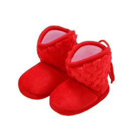 Newborn Baby Boots Winter Warm Solid Color Plus Velvet Tie Flowers New Baby Girl Boots 0-18m G1023