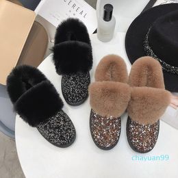 Boots Women's Snow 2121 Designer Glitter Cotton Fur Slippers For Women Big Size Casual Woman Ankle 858