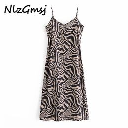 Dres Summer Vintage Sexy senza maniche aderente Mini Lady Night Out Party Animal Print vestido 210628