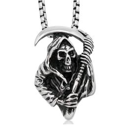 Fashion jewelry new skull death sickle pendant necklace personality domineering punk style luxury jewelry gift Q0531