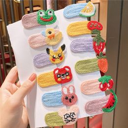 Cute Woolen Crochet Animal Fruit Hairpins 1pcs Girls Cartoon Snap Hair Clips Toddlers Soft Barrettes Kids Hair Accessories