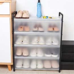 Multi-layer Steel Tube Assembly Dustproof Shoe Cabinet Storage Space Saving Shoe Rack Simple Storage Rack for home dormitory 210306