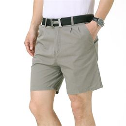 Father's Gift Men's Shorts Summer Men Casual Cotton Short Cargo Pants Sport Solid Colour Knee Length Male 210806