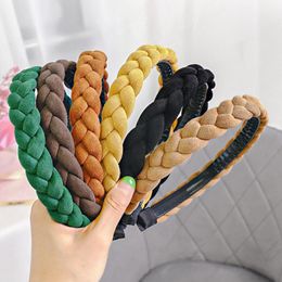 Fashion Women Headband Suede Braid Headwear Solid Colour Turban Adult Non-slip Teeth Hair Accessories