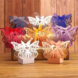 Gift Wrap 10Pcs Cut Butterfly Hollow Carriage Favours Box Gifts Candy Boxes With Ribbon Baby Shower Wedding Birthday Party Supplies