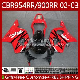 Bodywork For HONDA CBR900RR CBR954RR CBR900 CBR954 RR Body 61No.160 CBR 900 954 CC RR 954CC 2002 2003 CBR 954RR 900RR 02 03 Red black CBR954-RR 2002-2003 Fairing Kit