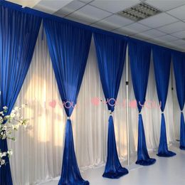 Royal Blue Ice Silk Backdrop Curtain Swag Drapery Stage Background For Wedding Event Party Decoration