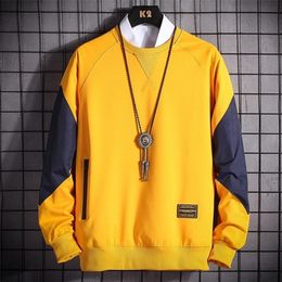 Hoodie Men Patchwork Sweatshirts New Casual O-neck Hoodies with Zipper Pocket Mens Hip Hop Sweatshirt Streetwear 201104