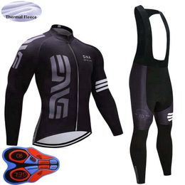 2024 DNA cycling Team Cycling long Sleeve jersey bib pants set Men Winter Thermal Fleece Racing Clothes Long Sleeve bicycle Uniform Y2102198