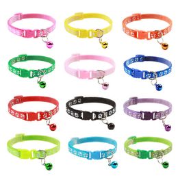 Pet products 1.0 cat ribbon dog collar safety buckle collar cloth single footprint Colour belt bell collar