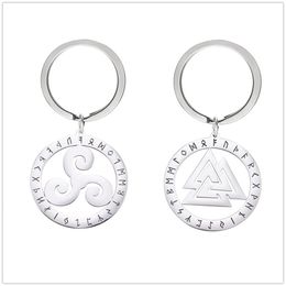 10Pcs/Set Valknut Triskelion Nordic Runes Car Key Chain Talisman Amulet Stainless Steel Charm Keyring Holder Pendant for Women Men